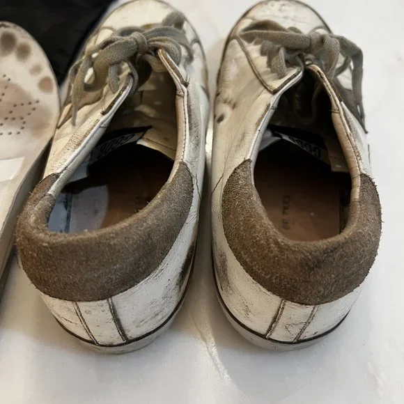 Golden Goose Superstar Leather Sneakers in Silver/White - Picture 5 of 12